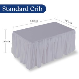 Light Grey Ruffled Crib Bed Skirt – 28” x 52” with 14” Drop, Soft & Breathable Nursery Bedding for Baby Boys & Girls, Dust Ruffle with Split Corners, Durable Woven Platform, Stylish & Elegant Design