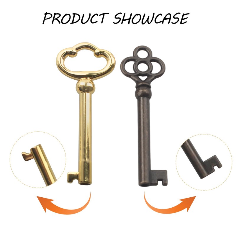 Hollow Barrel Antique Skeleton Keys KY-3 & KY-2AB Bronze for