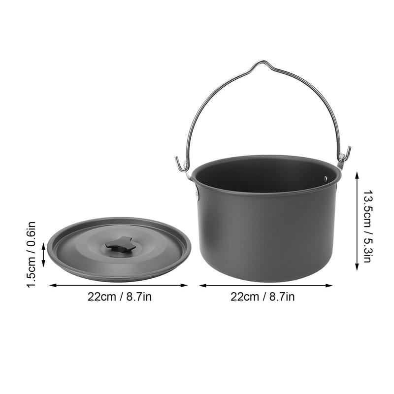 Camping Hanging Topf mit Großer Kapazität Aluminiumlegierung Leichtes Gewicht Im