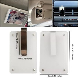 ZAAWUUT Car Photo Holder,Acrylic Car Sun Visor Clip,Detachable Picture Frame for Horizontal and Vertical Display of Photographs (1, 3.1x4.7 Inch)
