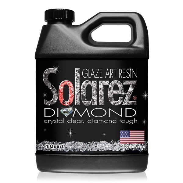 SOLAREZ Diamond Glaze UV Cure Art Resin - Durable, Glossy, Water Clear, Scratch Resistant - Small Cast Jewelry, Fishing Lures, Dolls, Hobby, RC, Crafts ~ Cures in Mins, NO Odor, Made in USA (Quart)