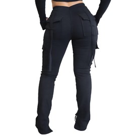 DINGANG Casual Drawstring Cargo Sweat Pants for Women High Waisted Stretch Sweatpants Elastic Waistband Pocket Loungewear