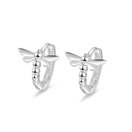 Cute Dragonfly Cartilage Mini Hoop Earrings for Women Teen Girls 925 Sterling Silver Tragus 2nd 3rd Hole Tiny Huggie Hoops Hypoallergenic 7mm Cuffs Earring Fashion Jewelry Gifts Christmas