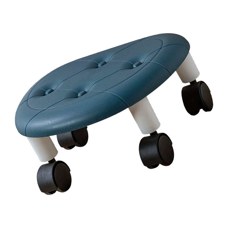 Round Low Rolling Stools Fuax Leather Universal Wheel Small Roller