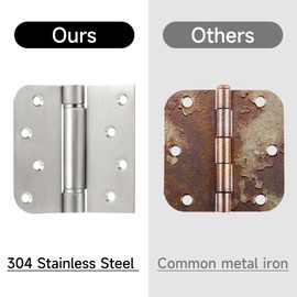Hinges Self-Closing Door Hinges 4Inch 304 Stainless Steel Hinges Spring Hinge Heavy Duty Hinges with Square Rounded 5/8" Radius Corner Adjustable Tension 3 Pack