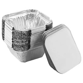 TENLITE 500Pcs x 120ML Aluminium Foil Food Containers with Lids Silver Foil Tins Pans Catering Takeaway Tubs Cooking Baking Meal Prep Roasting Freezing Food Storage Containers.