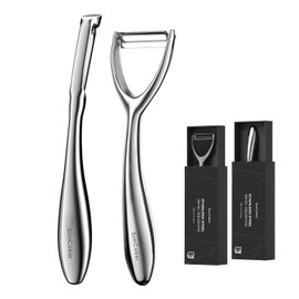 Stainless Steel Peeler Set – Ultra Sharp Y & I Vegetable Peelers, Ergonomic Non-Slip Handle, Dishwasher Safe Kitchen Tool