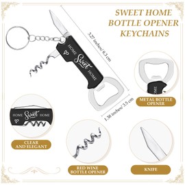 Tondiamo 40 Set Housewarming Party Favors 3 in 1 Multifunctional Bottle Opener Keychains Sweet Home Bottle Opener Thank You Tags with Bags Twine for Real Estate Agent New Home Souvenirs Gifts