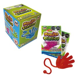 Manita Elastica, 24 piezas, Dulce Comprimido y Confitado + una manita elastica de juguete, Las Delicias.
