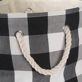 DII Buffalo Check Storage Collection Collapsible Bin with Handle, Large, Black & White