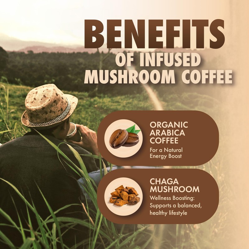 Sollo Infused Instant Mushroom Coffee Sticks, Memory & Clarity Support,