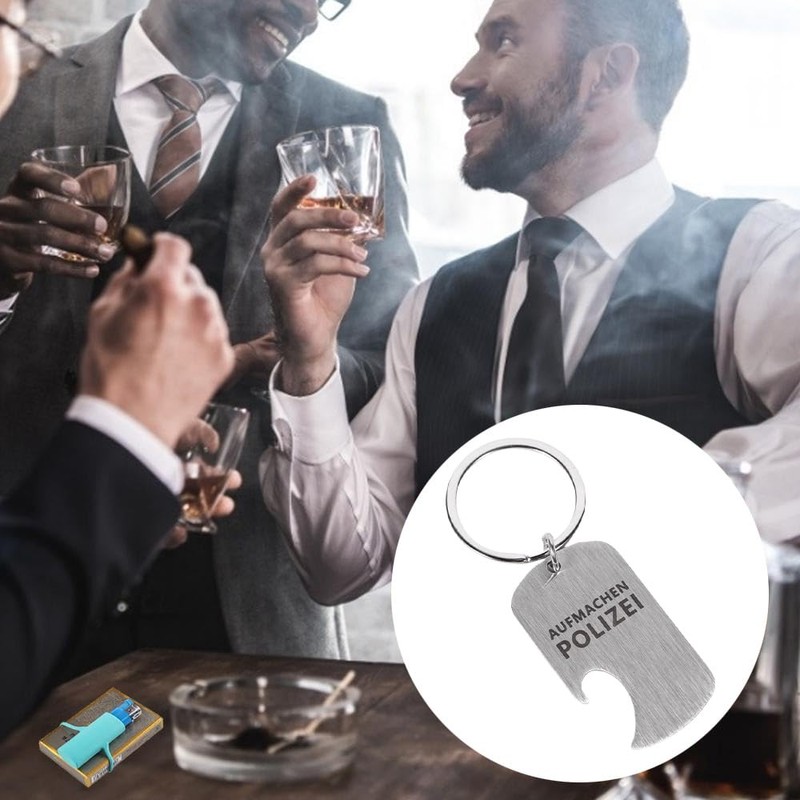 Gifts for Men Bottle Opener Key Ring Open Police, Red
