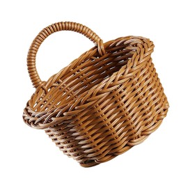 Generic Imitation Rattan Wall Basket Durable Multifunctional Sundries Holder for Home Decor Easy to Hang Flower Storage for Kitchen Living Spaces