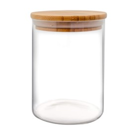 NERTHUS FIH 781 Glass with Bamboo Lid, 700 ml, Bamboo Plastic Glass, Borosilicate Glass, Transparent
