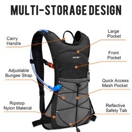 G4Free Hydration Backpack Cycling Water Bag Running Pack with PEVA Upgraded 2L Water Bladder for Hiking Biking Walking and Climbing