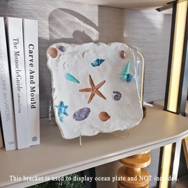 Afadorable White Resin Ocean Tray, Decorative Seashell Starfish Conch Bowl Key Trinket Storage, Coastal Centerpiece Table Decor for Home Living Room Kitchen, Beach Themed Wedding Party Decor