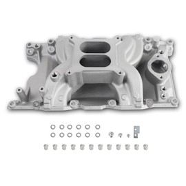 JGhyperX DM-3812 55026 7576 Intake Manifold Aluminum Dual Plane Compatible with Chrysler Mopar air Gap Small Block LA Magnum Dodge Jeep 11967-2003 318 340 360 1,500-6,500 RPM Silver