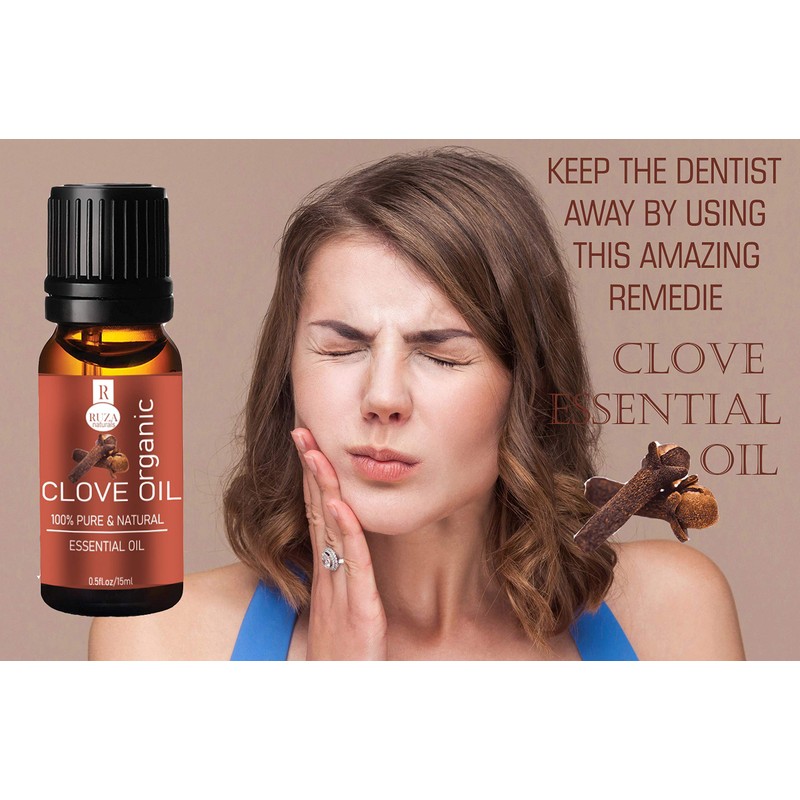 Ruza Clove Essential Oil & Pure for Teeth,Skin and Hair-15ML