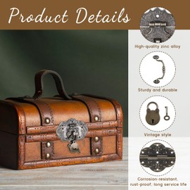 Decorative Hinges and Hasp,Jewelry Box Hardware Retro Large Pirate Chest Hardware Kit Antique Bronze Decorative Hinge,Carry Handles,Lock,Hasp Withscrew for DIY Wooden Boxes,Toolbox,Treasure Box