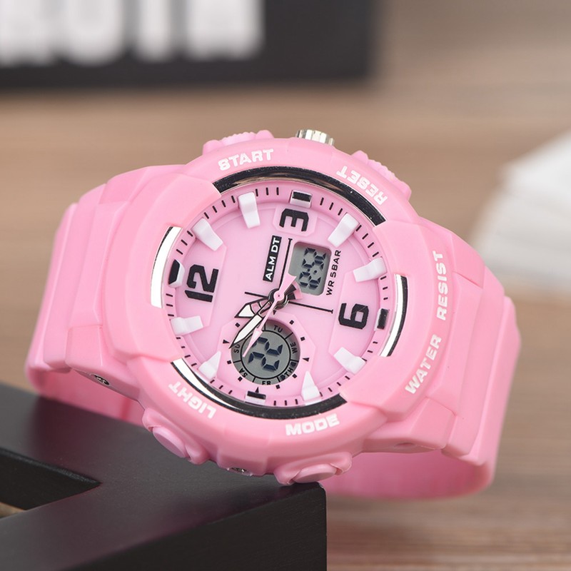 SMAEL Waterproof Digital Analog Dual Display Watch Round Electronic Quartz