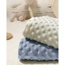 Babebay Changing Pad Cover, Ultra Soft Minky Dots Plush Changing Table Covers for Baby Boys and Girls, Breathable, 2 Pack(Blue Gray & Lily White)