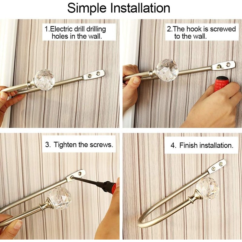 COCIVIVRE 2 Pack Curtain Holdbacks Wall Mounted Curtain Tiebacks Hooks