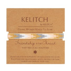 KELITCH Women Miyuki Beaded Bracelets Wave Shape Colorful Strand Wrap Bracelets BOHO Style Jewelry (Beige 09B)