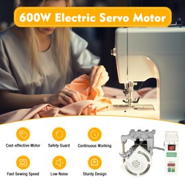 Kathring Industrial Sewing Machine, 110 V 600W Electric Servo Motor with Remote Control and Screen, 500-4500rpm Adjustable 100 Stitches/Min for Home Sewing/Professional Tailoring