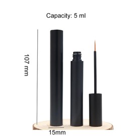 4 Pcs Matte Black 5ml Aluminum Eyeliner Tubes Refillable Empty Eyelash Growth Liquid Bottle Containers Eyeliner Vials Tube with Brush for Eyelash Growth Serum False Eyelash Glue and DIY Cosmetics