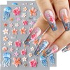 CharmBurst 2 Stück Sommerliche Nagel Sticker mit Blumen, Seesterne, Perlen,