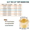 AOPANDA Brass Hex Bushing Reducer, 3/4 NPT Male X 1/2