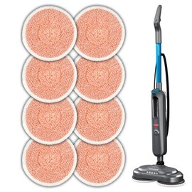 (8 Pack) 3897A Replacement Mop Pads Compatible with Bissell SpinWave SmartSteam Scrubbing Steam Mop 3897A 3712C 3712W, Spinning Scrubbing Mop Pads, Heavy Duty Scrubby Mopping Pads, Orange Pads 4 Set