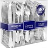 300 Pcs Silver Plastic Silverware Set- 100/Forks, Spoons Knives, Heavy