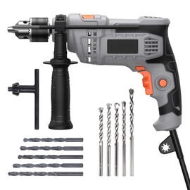 850W Electric Hammer Drill, 7-Amp Impact Drill with 1/2-Inch Chuck, 3000RPM Variable Speed, Includes 10 Drill Bits, Ideal for Concrete Floors, Walls, Bricks, and Stone