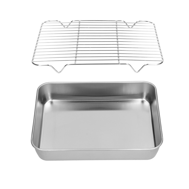 Roasting Pan and Rack Set Stainless Steel Easy Clean Rectangular