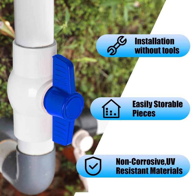 8PCS 3/4" PVC Ball Valve, Shut-Off Ball Valve Socket with