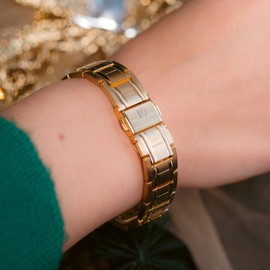 POLLDAN Magnetic Bracelets for Women - 6200 Gauss Power | 3X Power Titanium Bracelet for Women | Adjustable Magnet Bracelet for Women in Adorable Gift Box | Stylish Magnetic Jewelry Gifts (3X Power - Gold)