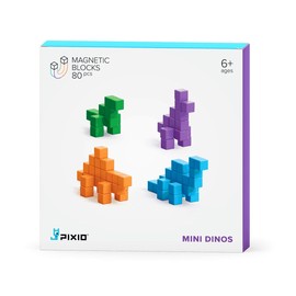 PIXIO Mini Dinos  80 Magnetic Blocks in 4 Colors
