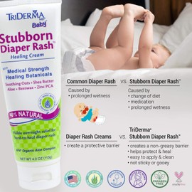 TriDerma Baby Stubborn Diaper Rash Healing Cream, 4 Ounces