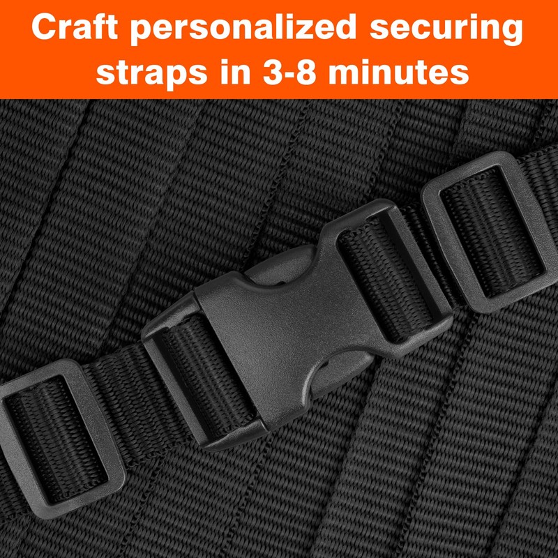 1" Webbing, 10 Yards, Black, Strap Set for Outdoors Indoors