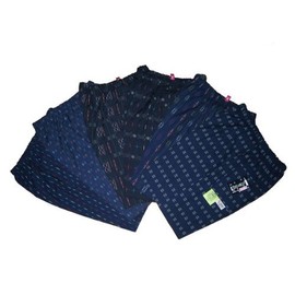 Watanosato, 275-3set] [Kurume-ori Kasuri-Style Dobby Woven Monpe] Set of 3 Monslas Monsla Farming Work Clothes, blue