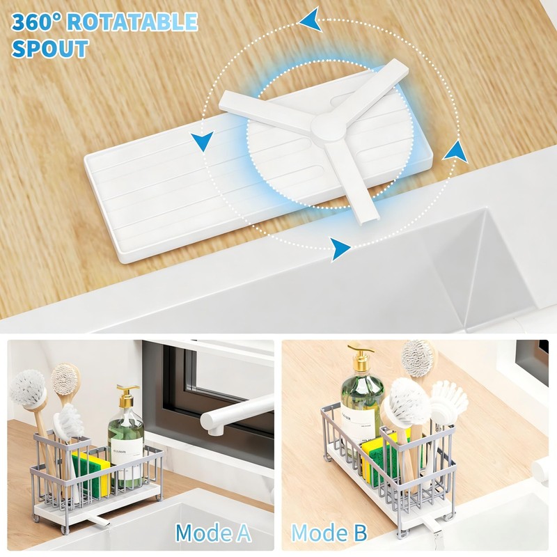 Cisily Sponge Holder for Kitchen Sink, Sink Caddy Organizer with