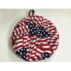 Pot Holders Heat Resistant American Flags Stars and Strips Patriotic Potholders Handmade Double Insulated Quilted Hot Pads Trivets 9 Inches Round