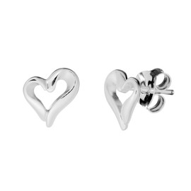Silverly Women's 925 Sterling Silver 9 mm Satin Finish Polished Curved Open Heart Stud Earrings