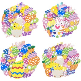 Angenster Easter Crafts for Kids, DIY Easter Wreath Front Door Easter Art & Craft Kit for Kids with Easter Wreath and Stickers, Cute Easter Garland for Easter Activities Party Decoration (Style C)