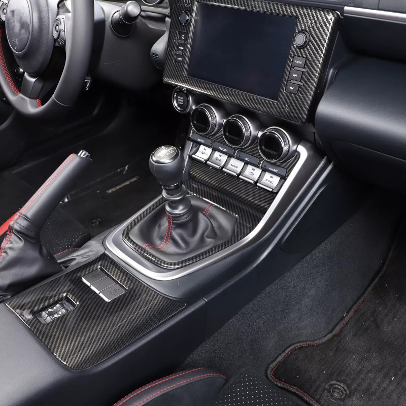 Ynei 5Pcs ABS Carbon Fiber Interior Center Console Trim Set