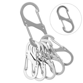 Key Chain / Key Ring Metal Fittings, S Type, 6 Pieces (Large 1 Piece, Small 5 Pieces) Silver Hook Keychains Keychains