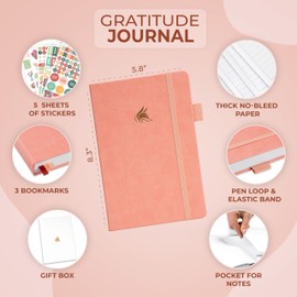 Clever Fox Gratitude Journal Premium - Happiness, Positivity & Affirmation Journal – Inspirational Daily Notebook, 6 Months (Peach Pink)