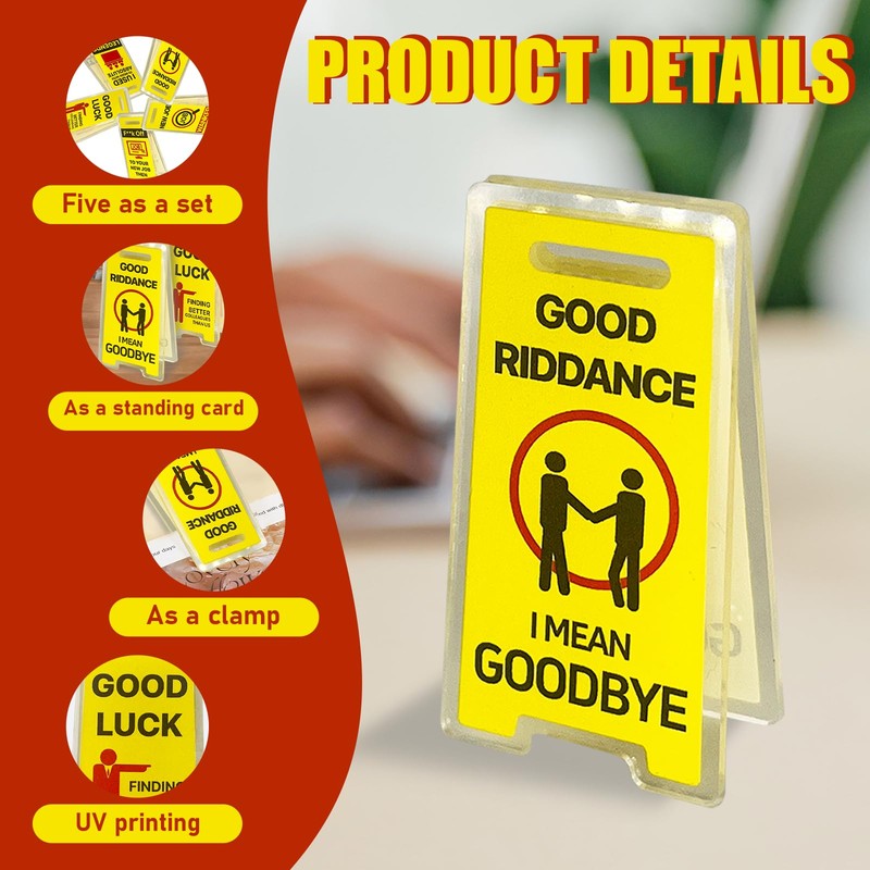 5Pcs Desktop Warning Sign & Office Secret Message Board -
