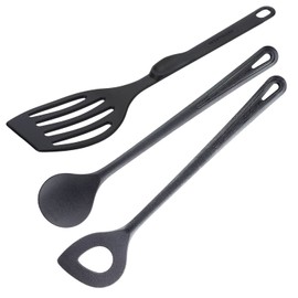 Westmark Cooking Set 3 Pieces: 1 Spatula, 1 Mixing Spoon, 1 Pointed Spoon, High Heat Resistant, Plastic, Black, 203522E9